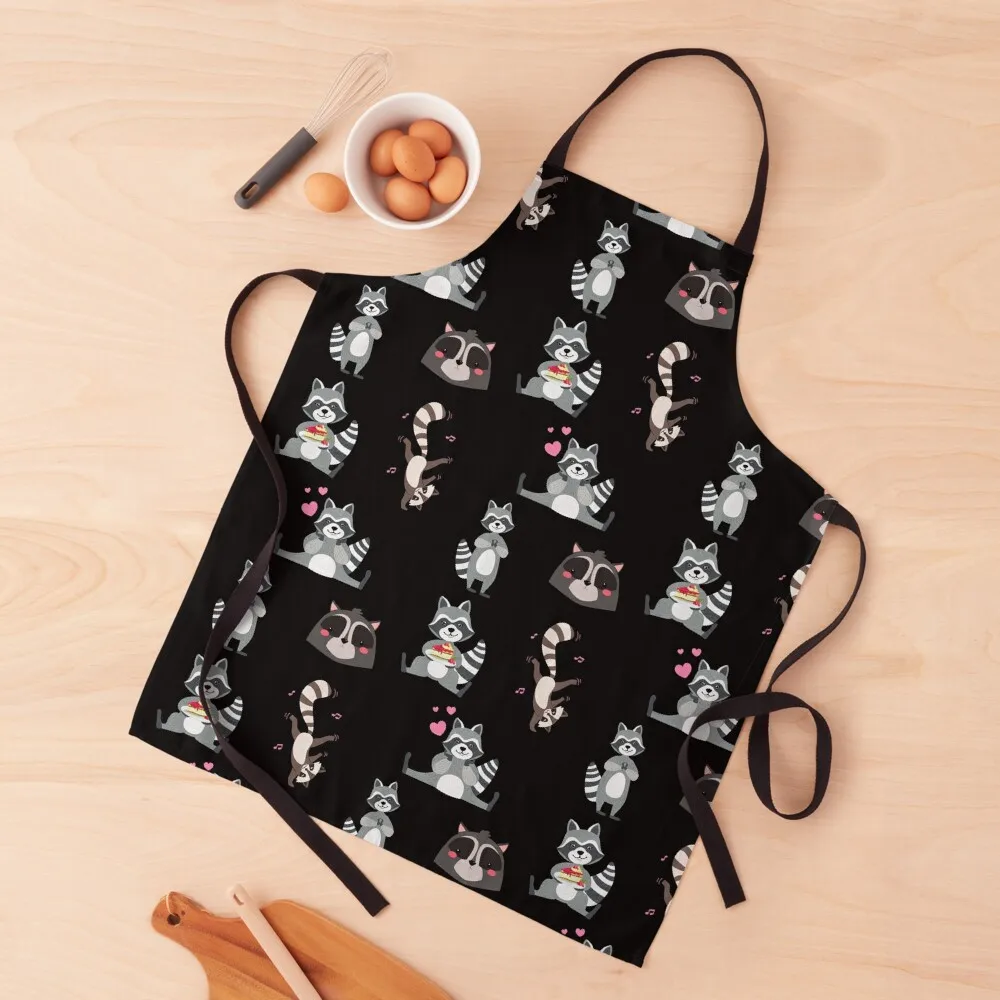 

Cute playful raccoons Apron christmas kitchen cloths Barista waiter Cleaning Products For Home Apron