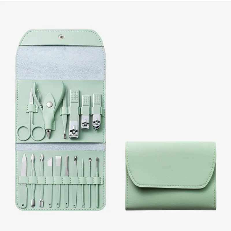 Nail Cutter Set Stainless Steel Nail Clippers Set With Folding Bag Manicure Cutter Kits Scissors Beauty Tool 16pcs