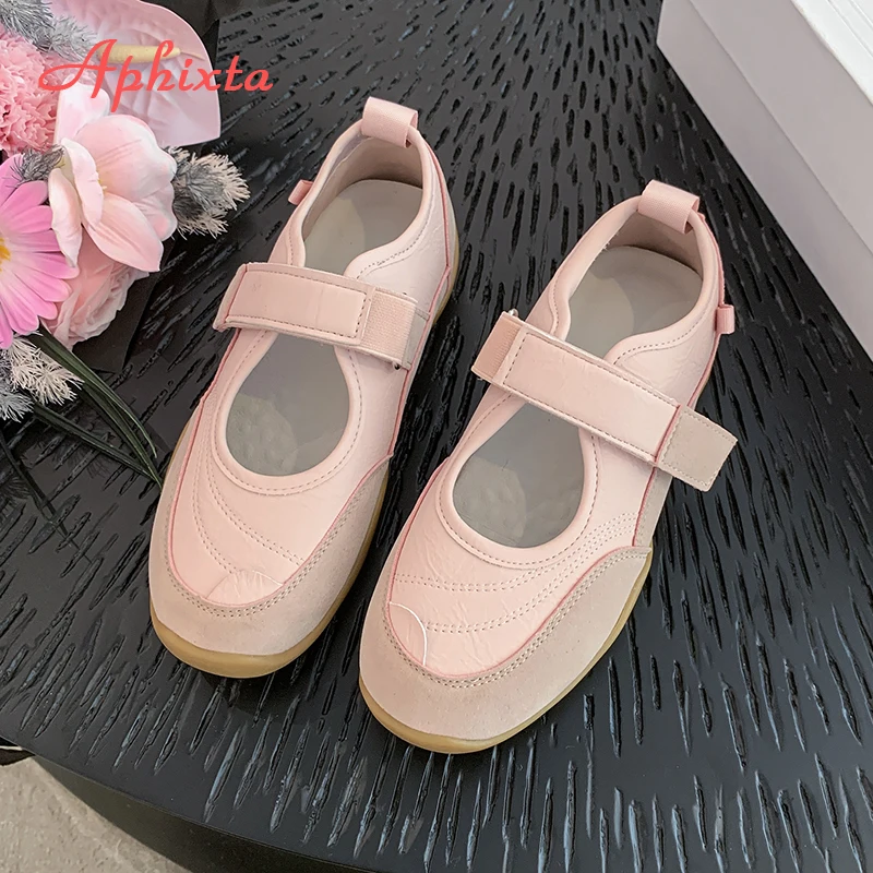 Aphixta Flat With Women Loafers Patchwork Flats Hook Loop Height Increasing Casual Shoes Pink Loafers Comfortable Woman Shoes