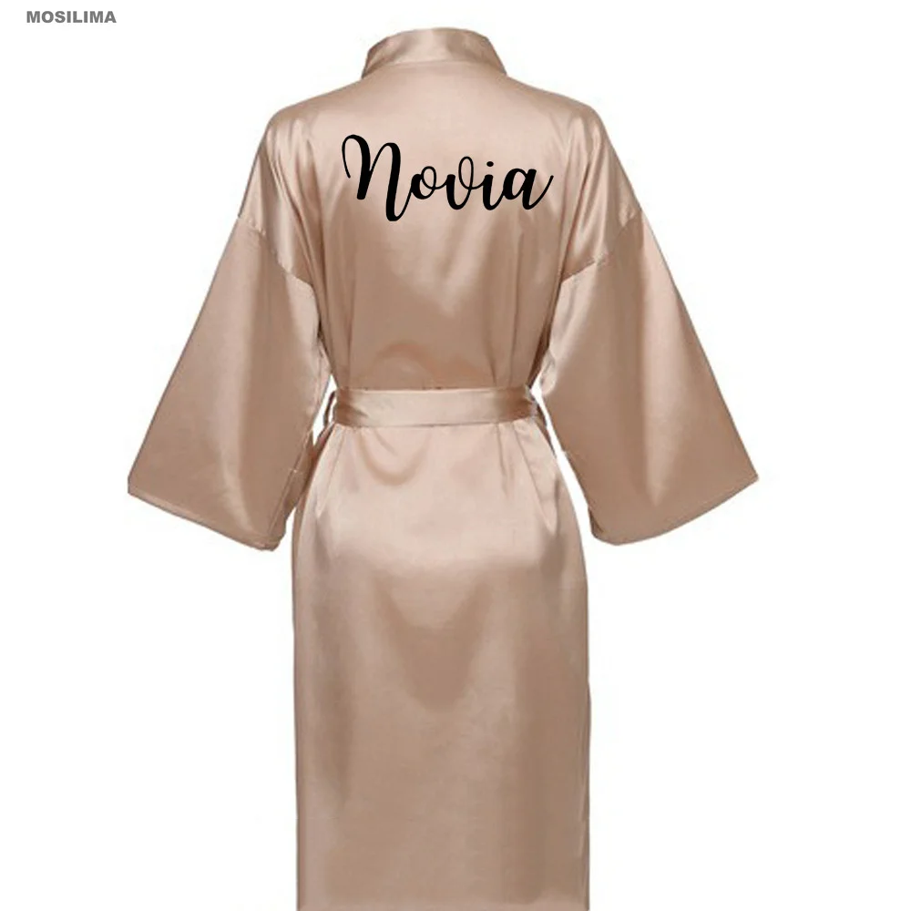 

Satin Silk Robes Wedding BathRobe Bride Bridesmaid Dress Gown Women Clothing Sleepwear SP523