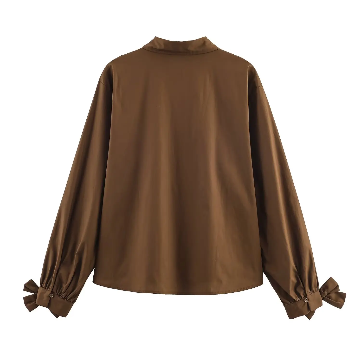 Women Spring Autumn Shirt Female Solid Long Sleeve Bow Decoration Satin Shirt Lady Casual Fashionable Loose Shirt Top Streetwear