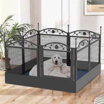 Heavy Duty Large Dog Playpen Pet Exercise Run Enclosure Fence Pet Whelping Pen Box with Waterproof Fertility Mat Indoor Outdoor 1