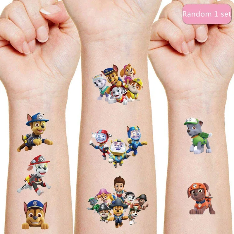 Autocollant de tatouage Pat'Patrouille pour enfant, jouet original, dessin animé, pour garçon et fille, cadeau d'anniversaire, 2024