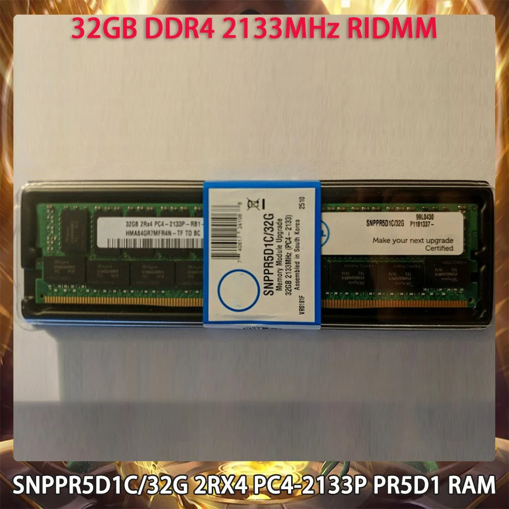 

32GB DDR4 2133MHz RIDMM RAM For DELL SNPPR5D1C/32G 2RX4 PC4-2133P PR5D1 Server Memory Works Perfectly Fast Ship