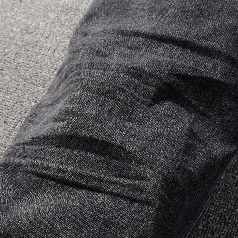 Street Fashion Men Jeans Retro Black Gray Stretch Skinny Fit Brand Jeans Homme Gradation Designer Hip Hop Denim Pencil Pants Men