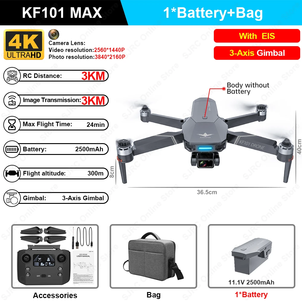 KF101 Max GPS Drone 4K Professional HD Camera 5G Wifi FPV Dron 3-Axis Gimabal Brushless Foldable RC Quadcopter VS SG906 Max Pro2 