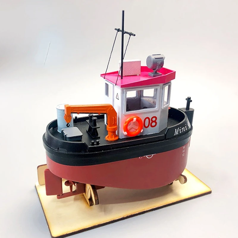 Q Version Cute Tugboat Mini Egg Tow Plastic Assembled Ship Model Kit Static Version 4