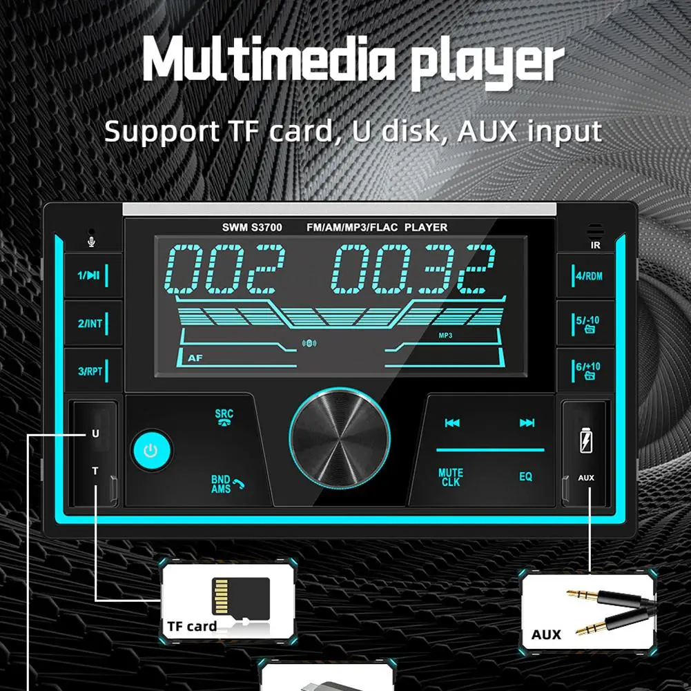 

Автомагнитола 2 Din с двумя USB-портами и mp3-плеером