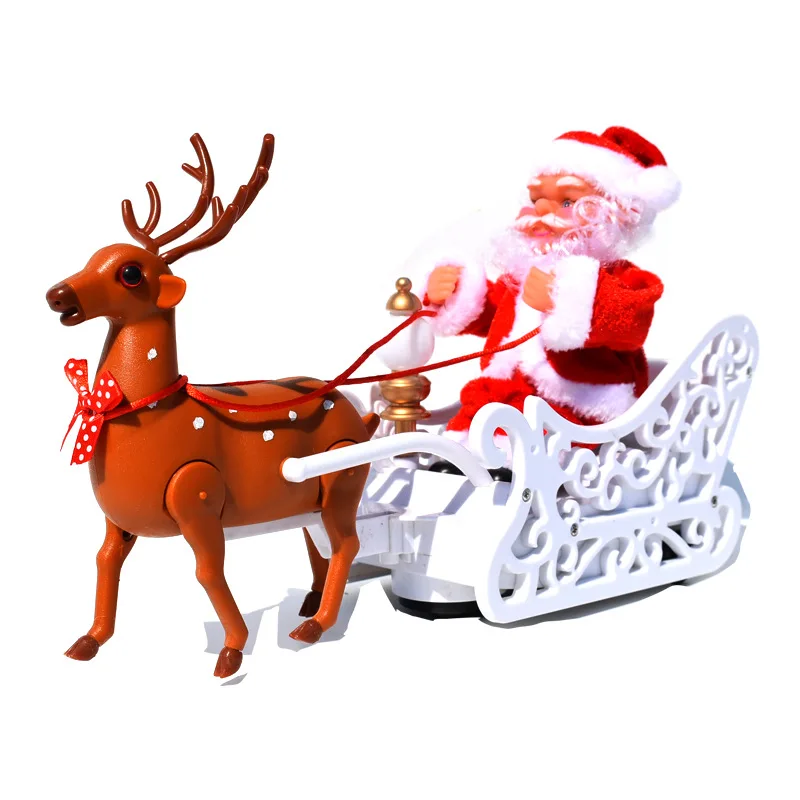 Deer Pulling Cart Music Electric Santa Claus Children's Toys Christmas Gifts Desktop Christmas Decorations Decorations