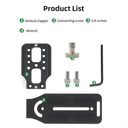 Aluminum DSLR Camera L Bracket with Vertical and Horizontal Video Switching & Quick Release Plate (Black)
