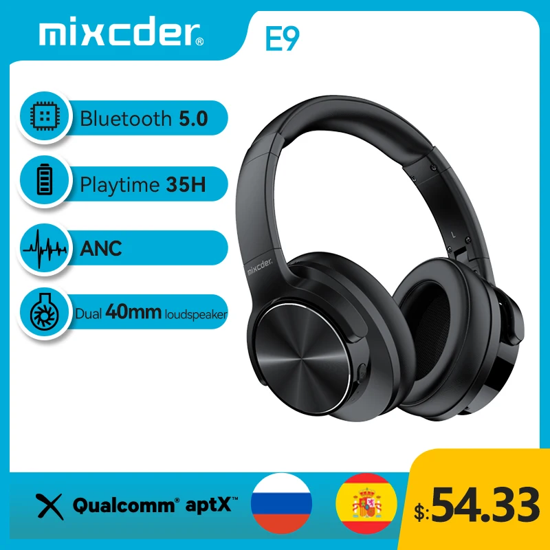 Mixcder E9 Bluetooth Headphone Anc Active Noise Cancelling Wireless