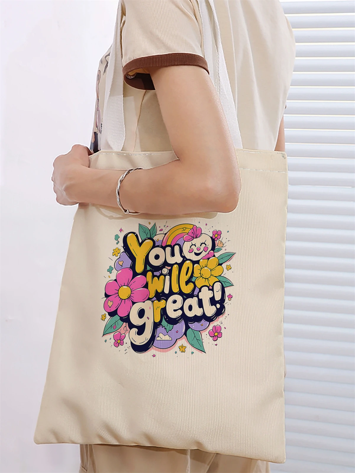 Printed casual handbag, reusable fashionable backpack, multifunctional handbag, canvas shopping bag