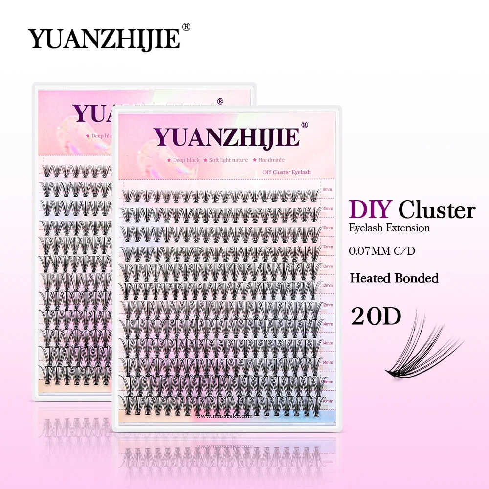 YUANZHIJIE DIY Clusters Eyelash Extension Dovetail Segmented 240 Volume 20D C/D Curl Individual Bundles Makeup With Freeshippng