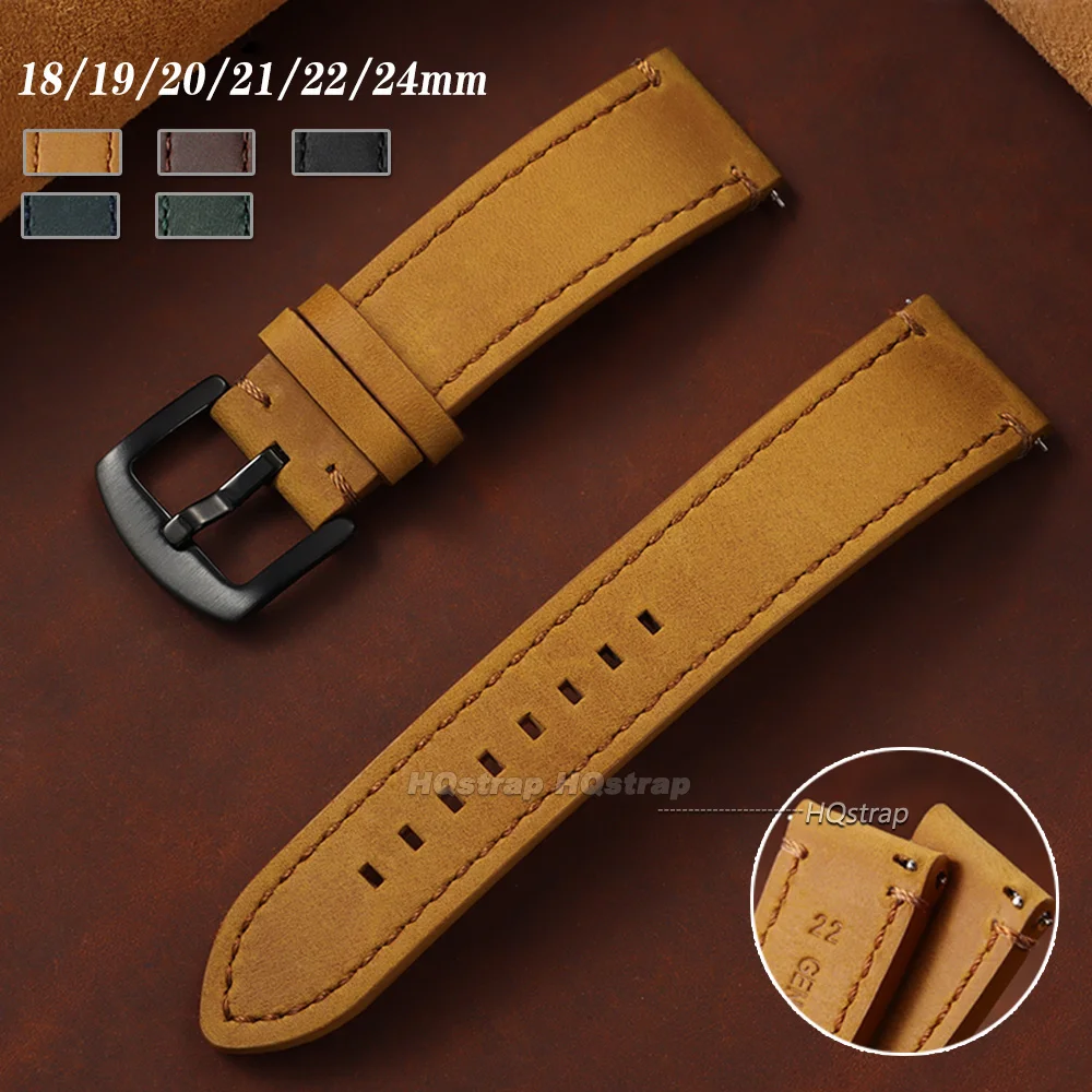 Premium Leather Watch Strap - Universal Quick Release Cowhide Bracelet
