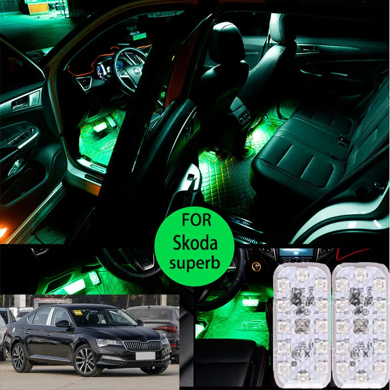 

FOR Skoda superb LED Car Interior Ambient Foot Light Atmosphere Decorative Lamps Party decoration lights Neon strips