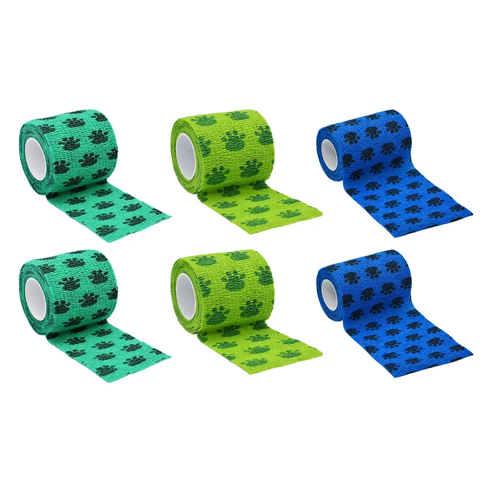 6Pcs Sports Protective Bandage Self-Adhesive Non-Woven Pet Bandage Wear Resist Cohesive Guard for Dog Cat Horse Pet