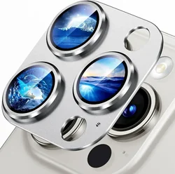 Sleek Titanium Black Camera Lens and Screen Protector for iPhone 13 (Silver)