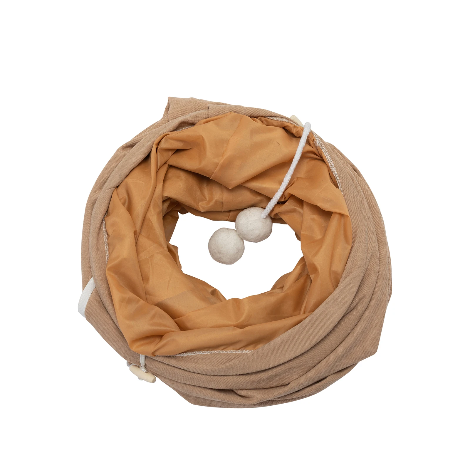 Collapsible Cat Tunnel Bed for Indoor Cats, Washable Cat Hide Tunnel with Hanging Toys and Cushion Mat 2