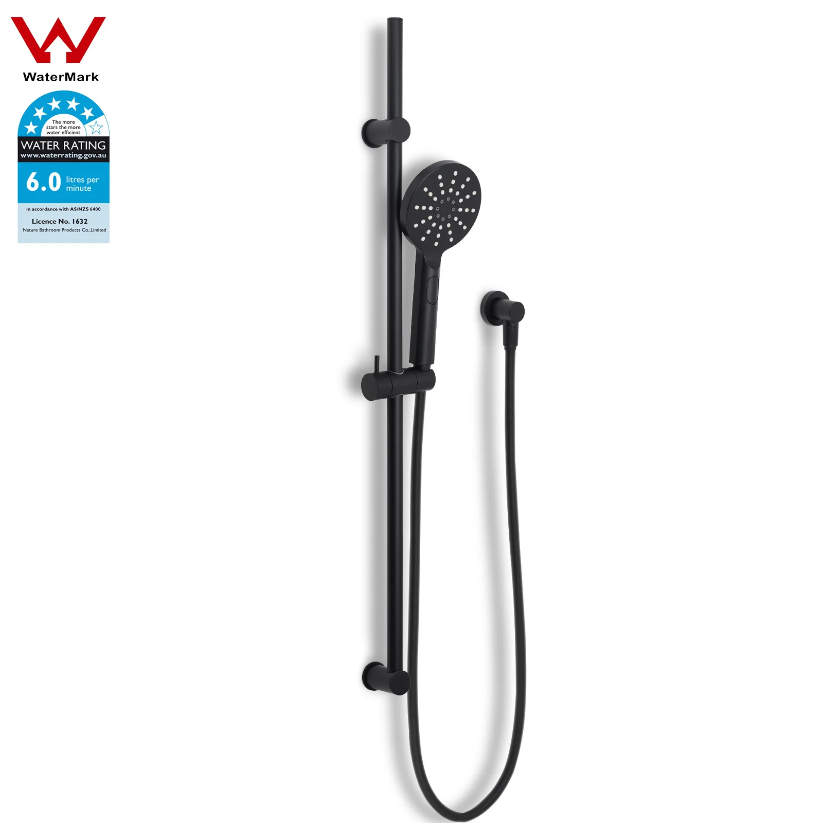 **Sydney Stock** KYLINS Matt Black 3-Mode Hand Held Shower Head Spray on 850mm Sliding Rail Set Kit Combo WaterMark WELS