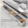 Farmhouse King Size Bed Frame with 52" Tall Full-Panel Headboard, No Squeak, No Box Spring Needed, Antique White 6