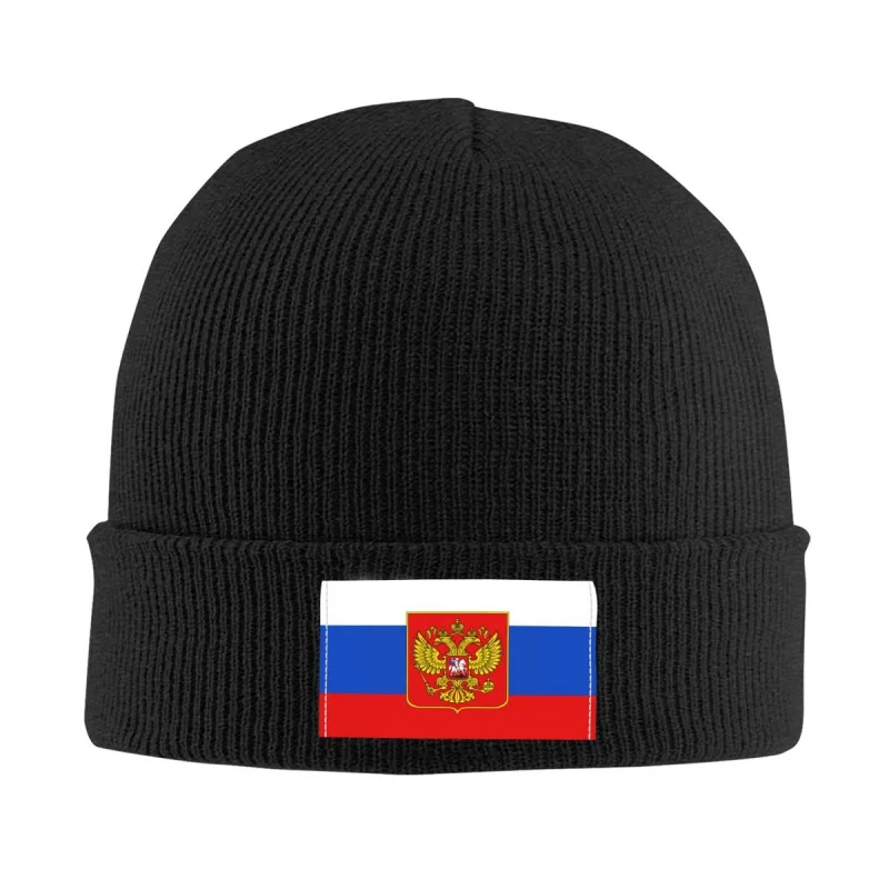 

Шапка-бини унисекс с флагом России, вязаная шапка, теплое зимнее пальто