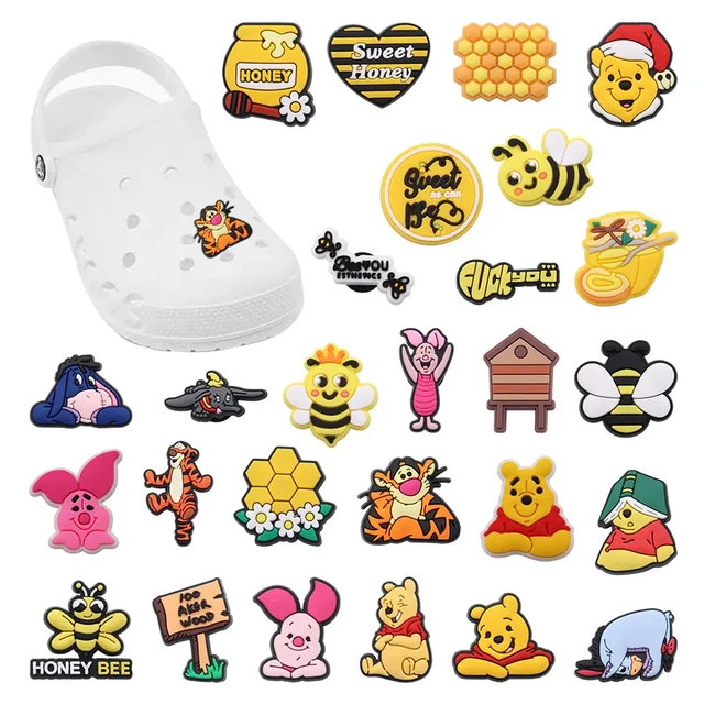 Sell Retail 1pcs PVC Shoe Charms Pooh Bear Piglet Tigger Eeyore Winnie  Accessories Shoe Buckles For Croc Jibz Kids Party Present