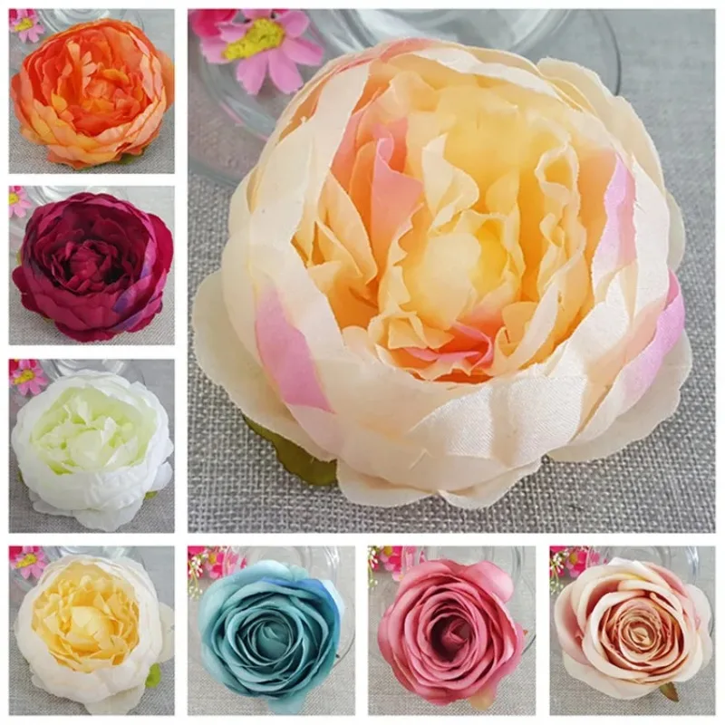 

10pcs/lot New Artificial Wedding Peony Flowers Quality silk flower Home Party Decoration European Fall Vivid Fake Leaf DIY