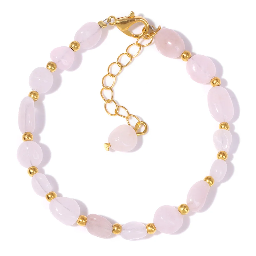 Irregular Natural Stone Chain Bracelets For Women Men Pink Quartzs Amethysts Amazonite Beads Bracelet Handmade Trendy Jewelry - Image 3
