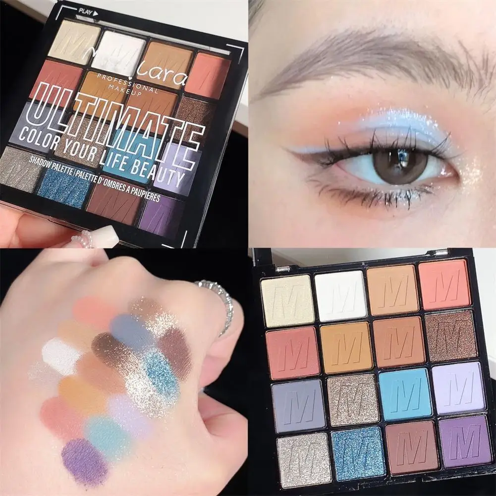 

16 Color Eye Shadow Palette Vibrant Pigmented Shades Long-lasting Portable Eyeshadow Palette for Stunning Makeup