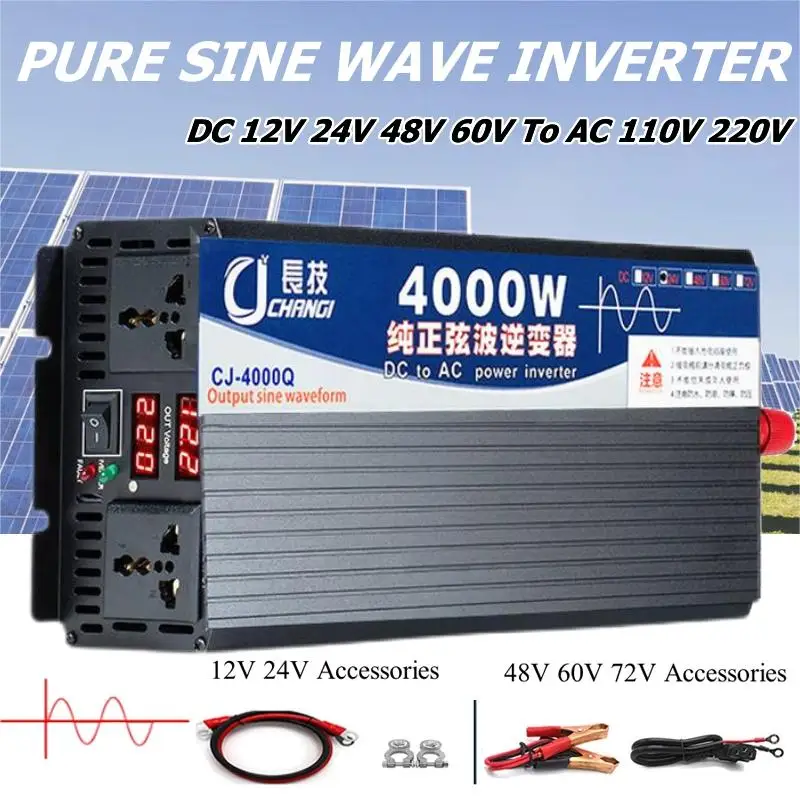 4000W/5000W/5500W/3000W Pure Sine Wave Inverter DC 12/24/48/60V/72V TO ...