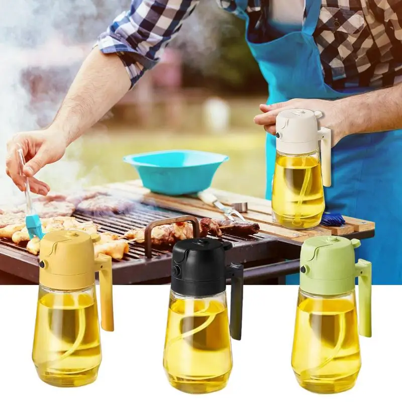 

2 in 1 470ml Cooking Oil Dispenser Oil Bottle Mister Spray Bottle Kitchen Gadgets Olive Sprayer for Kitchen Baking Roasting