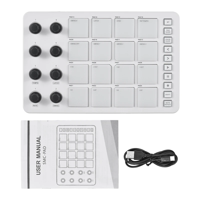 M-VAVE MIDI Controller Strike Pad Kit RGB Backlight MIDI Keyboard BT Connection Low Latency 3.5Mm Output Interface Pad Kit