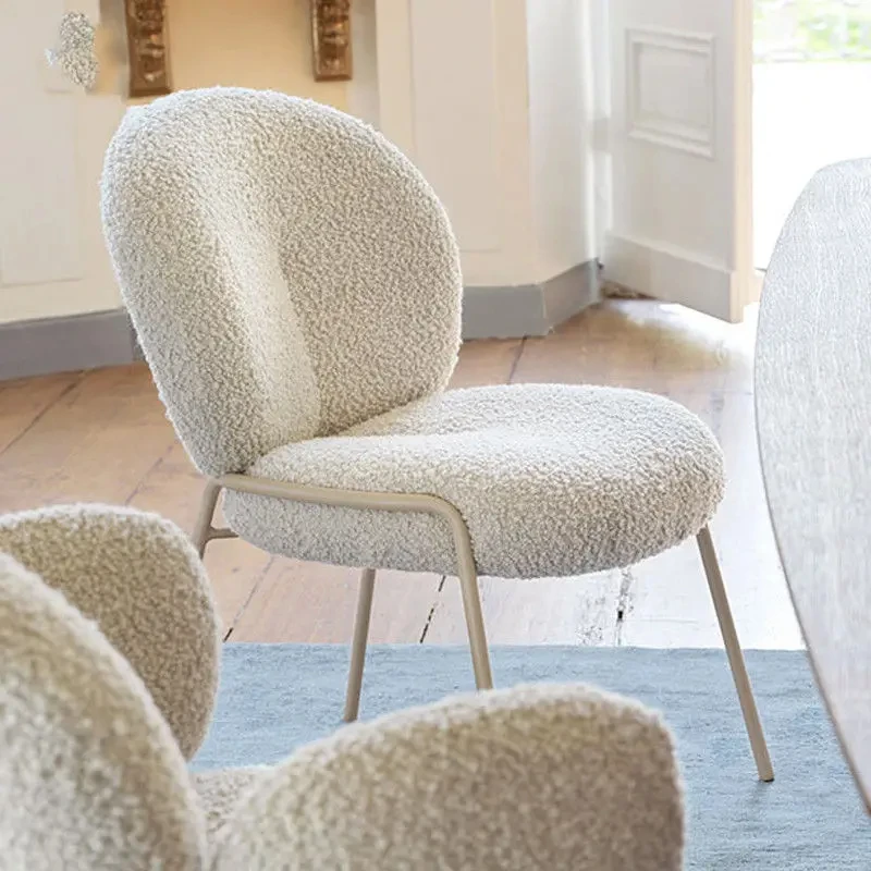 Floor Minimalist Designer Dining Chair Luxury White Lamb Simple Modern Dining Chair Room Lounge Family Muebles Furniture RC60BU