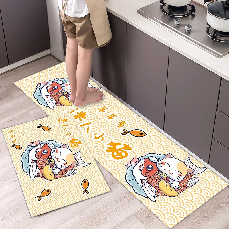 thumbnail image 1 of Alfombra de cocina antideslizante con estampado de dibujos animados, alfombra lavable para la entrada del hogar, alfombra para la puerta de la sala de estar, alfombra para el dormitorio, 1 of 5