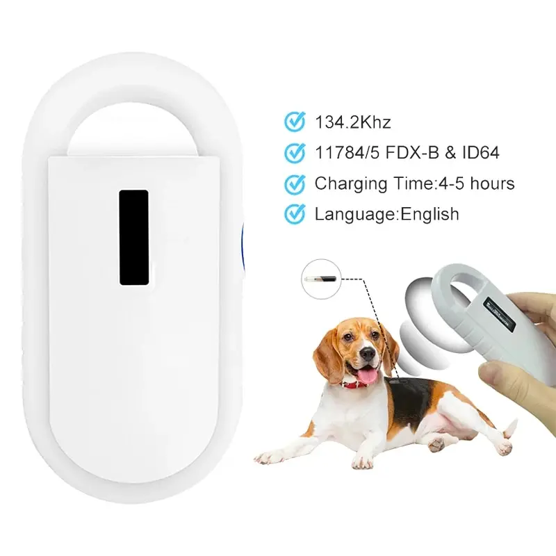 ISO11784/5 FDX-B lettore ID Chip per animali domestici palmare 134.2KHz Scanner RFID per Microchip animale PT160 per la gestione del gatto del cane da compagnia