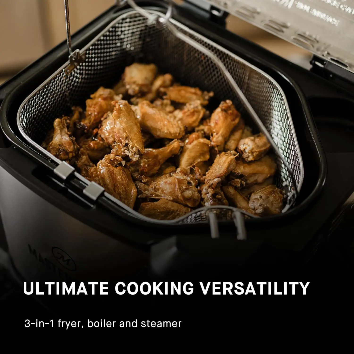 3-in-1 10 Liter XL Electric Fryer, Boiler and Steamer Combination with Drain Basket and Breakaway Safety Cord in St 3