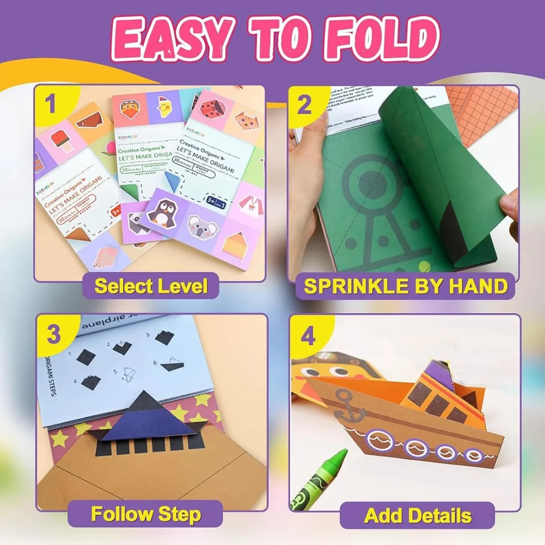 새로운 종이접기 키트 30장 종이접기 종이 공예 가이드북 DIY 아트 공예 프로젝트 초보자 어린이 남아 여아용 용품