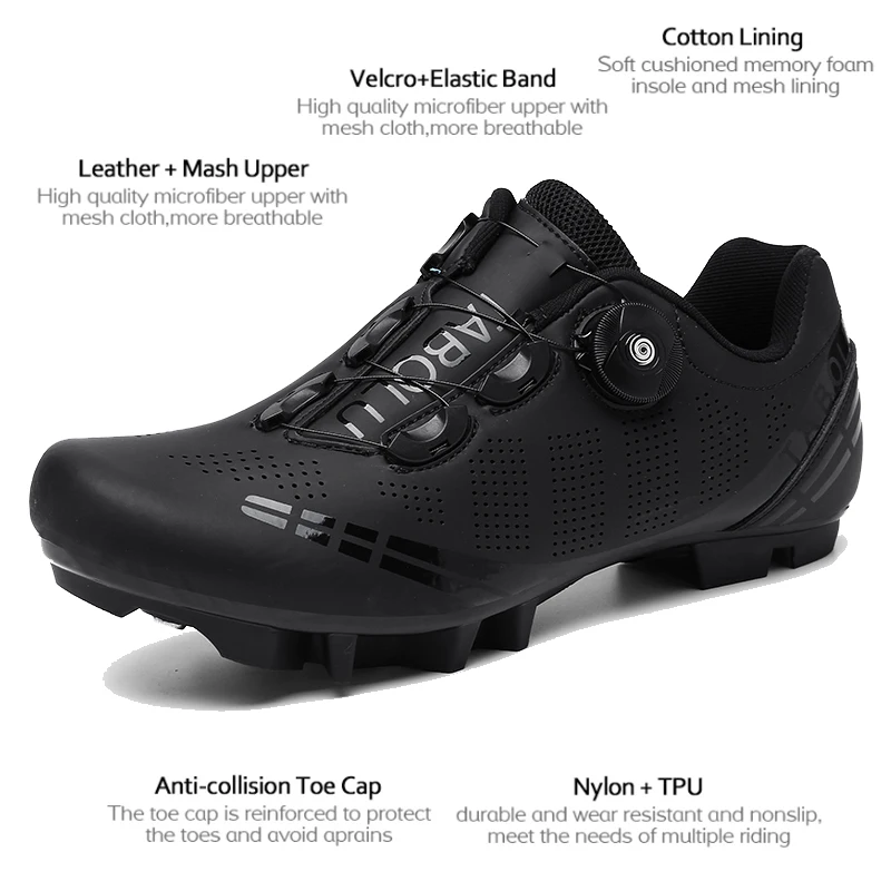 Men Cycling Shoes Mountain Bike SPD Sneakers Route Cleats Bicycle