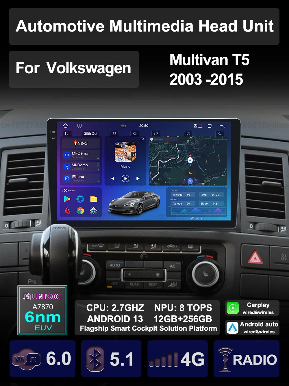 Per Volkswagen Multivan T5 2003-2015 Android Car Vehicle Multimedia Auto Stereo Radio Player Head Unit Carplay Navigation 4G Lte