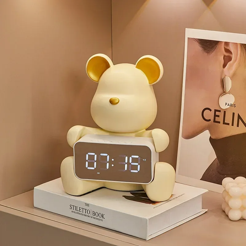 Cartoon Bear Electronic Alarm Clock Living Room Bedroom Table Desktop Watch Luminous Mute Digitale Uhren Digital Decoration