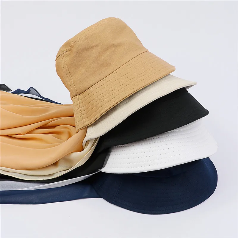 

New Muslim Women Bucket Hat With Chiffon Hijabs Summer Sports Cap With Chiffon Hijab Ready To Wear Instant Hijab Islam Headscarf