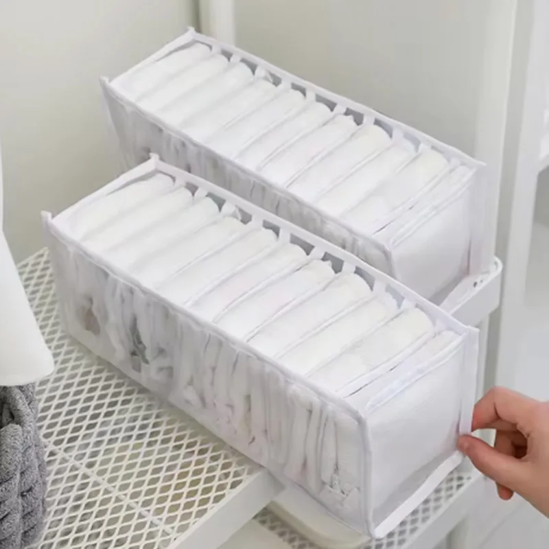 1/3pcs-Foldable Underwear Underwear Socks Organizer With Dividers Clothes Storage Box Breathable Mesh Bag For Wardrobe