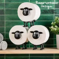 Cute Sheep Toilet Paper Holder Standalone Cartoon Animal Bathroom Decor Non-Slip Base Space-Saving Design Unique Funny Gift Idea 3