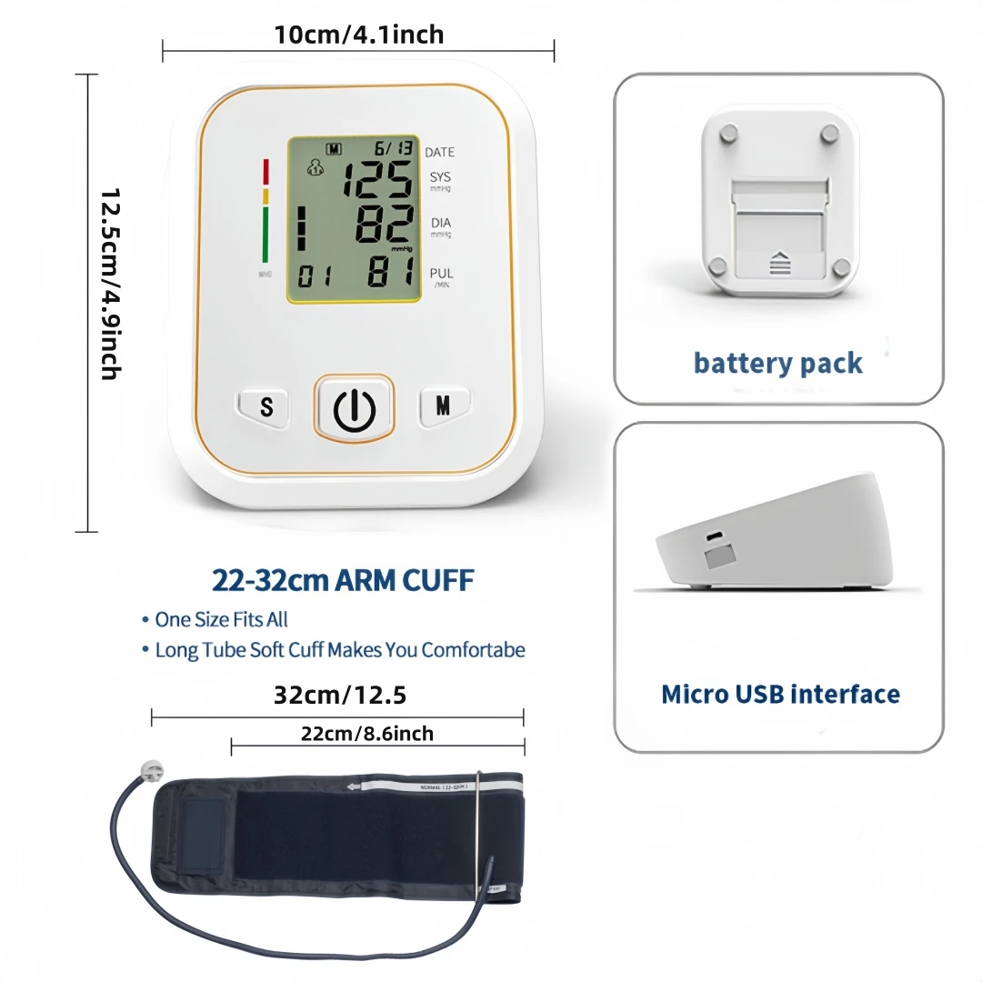 Sphygmomanometer, Household Automatic Blood Pressure Measuring Instrument, Arm-type Blood Pressure Meter(Without Battery)