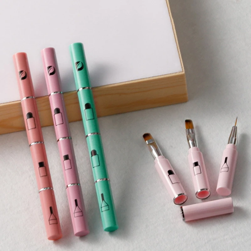 1Pc 3 In 1 Multifunctional Nail Art Pen Brushes Set Makeup Gadget Detachable Nail Art Brush For Home Travel