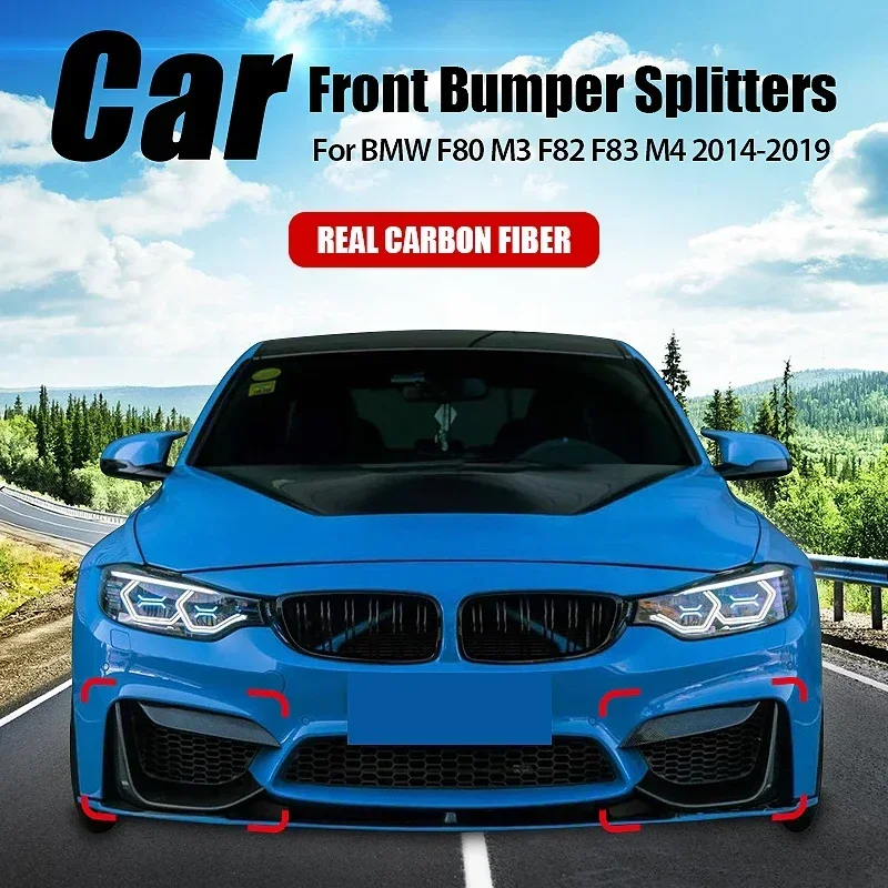 

2PCS Real Carbon Fiber Front Bumper Lip Splitters Flap Cupwings For BMW F80 M3 F82 F83 M4 2014-2019 Front Fog Lamp Trim Body Kit