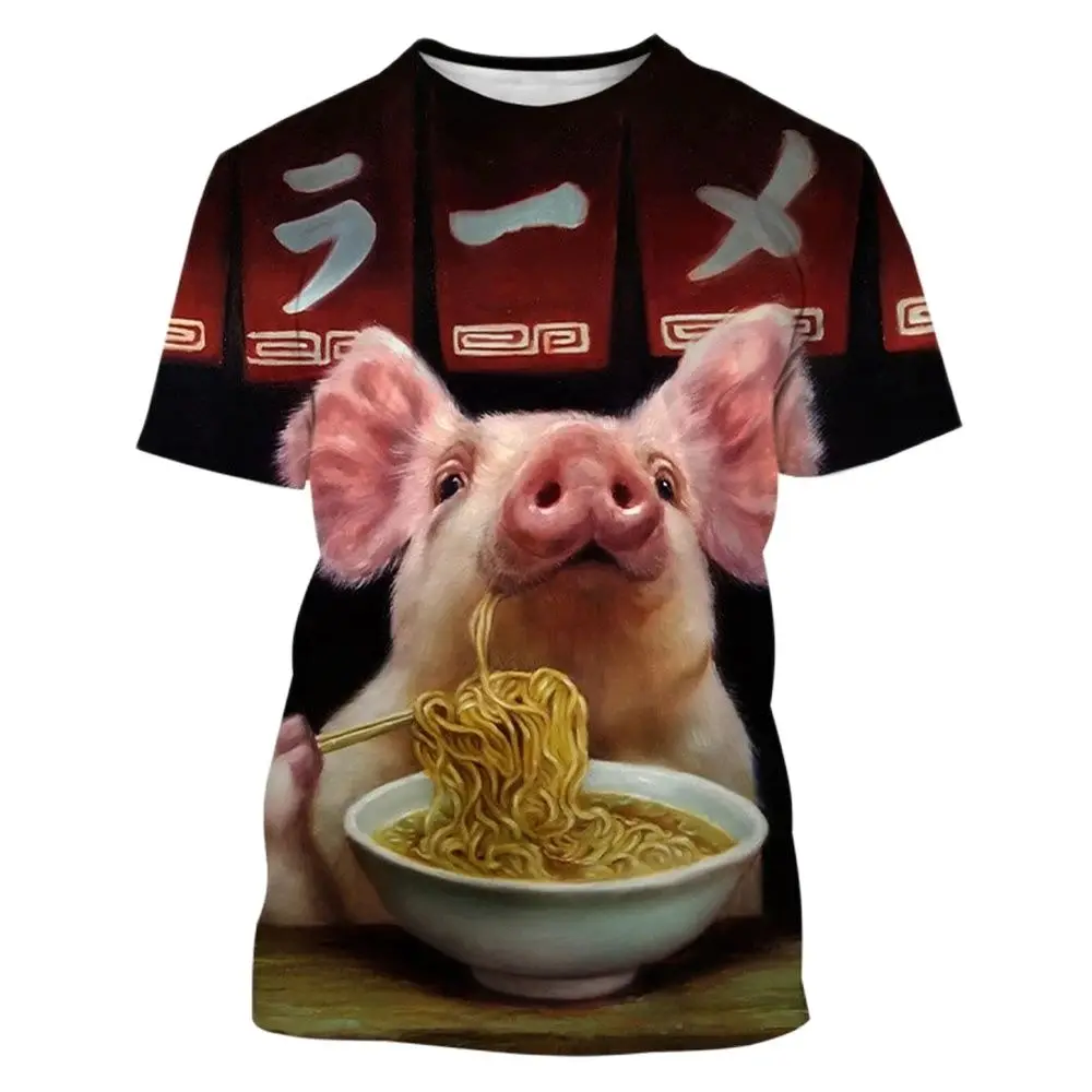

Fashion Personality Funny Pig Print Summer Men's T-shirt Street Casual Wear Crewneck Short Sleeve Oversized Comfortable Shirt6XL
