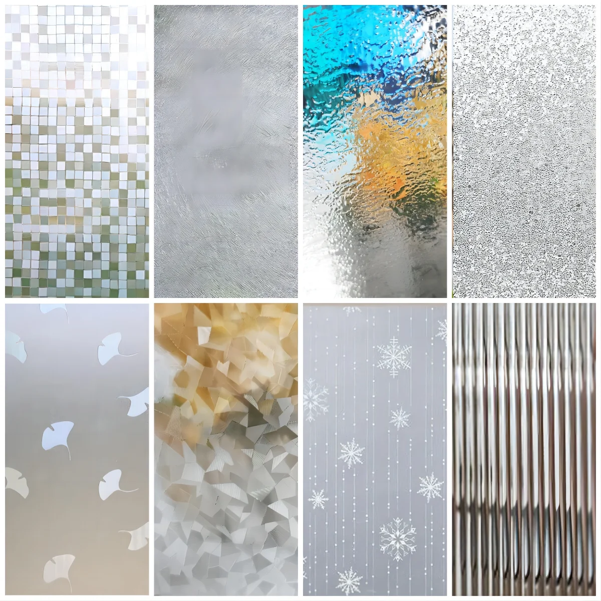 Glass Window Film Window Privacy Film Frosted Vinyl 3D Decorative Decals Non Adhesive Bathroom Living Room