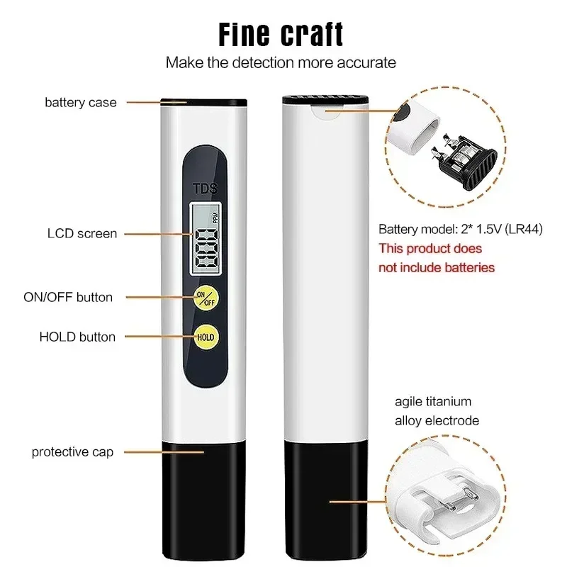 TDS Meter Digital Water Tester water quality detector water tester 0-9990ppm Drinking Water Quality Analyzer Monitor Filter Rapid Test Aquarium Hydroponics Pools