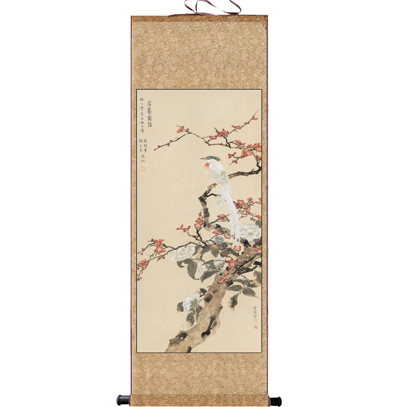 Chinese Bedroom Decor Painting Bedside Hanging Painting Mandarin Duck Flower and Bird Painting Lotus Background Wall